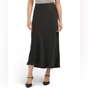 RACHEL ZOE Black Satin Slip Skirt